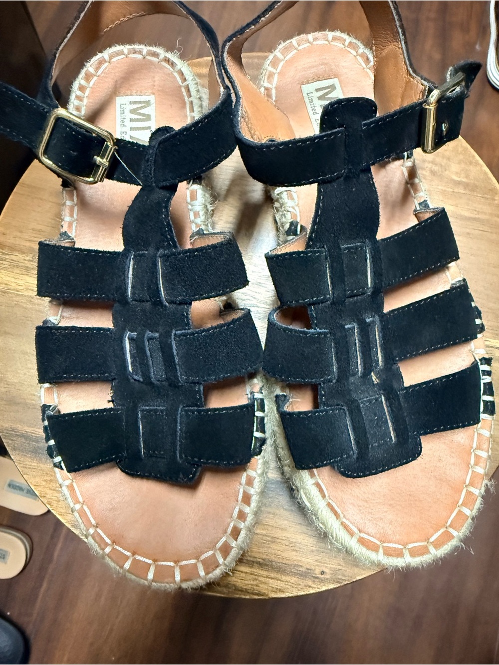 MIA Black Suede Strappy Espadrille Sandals